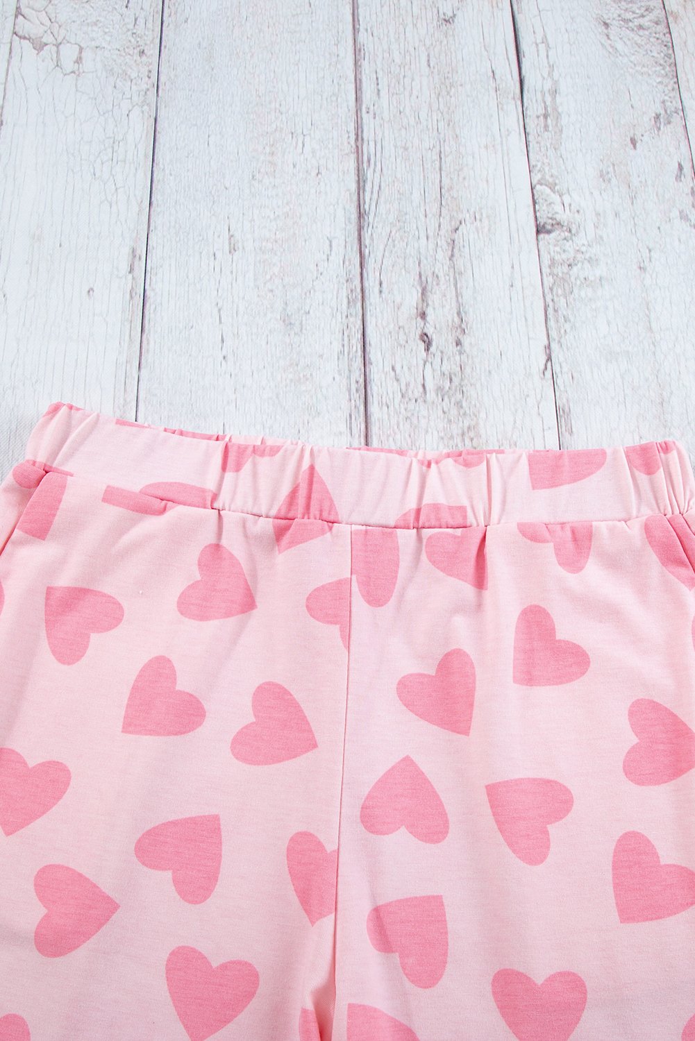 Pink Valentine Heart Shape Print Long Sleeve Top Shorts Lounge Set - Image 6