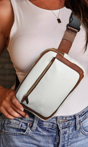 White Adjustable Strap Mini PU Leather Crossbody Bag