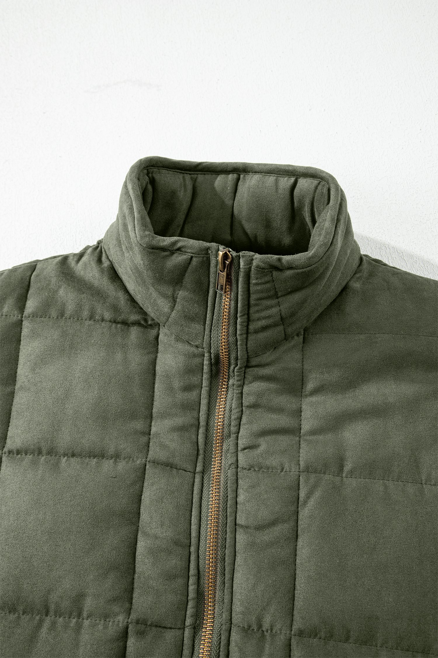 Green Zip-Up Pocket Quilted Jacket - Image 7