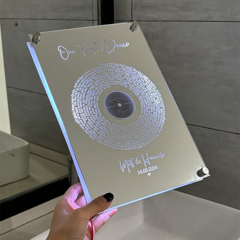 Personalized oblong disc Lyrics LED illuminated Mirror - Image 2