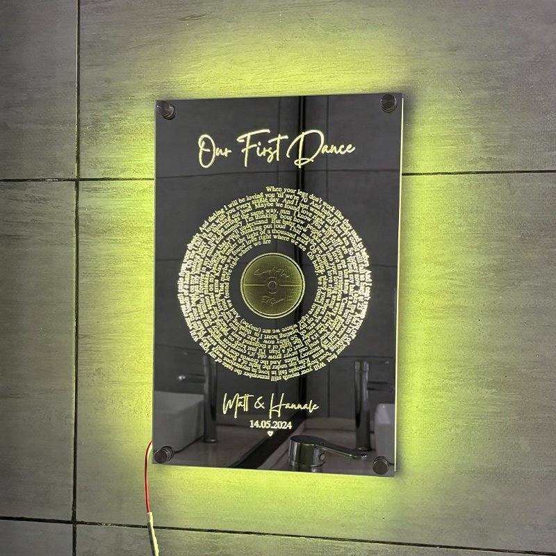 Personalized oblong disc Lyrics LED illuminated Mirror - Image 4