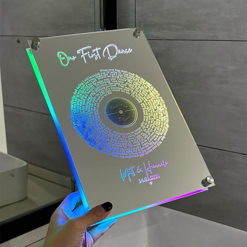 Personalized oblong disc Lyrics LED illuminated Mirror - Image 5