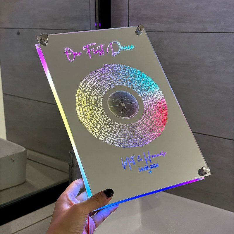 Personalized oblong disc Lyrics LED illuminated Mirror - Image 6