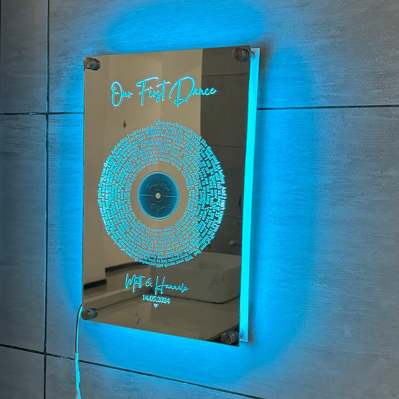 Personalized oblong disc Lyrics LED illuminated Mirror - Image 8