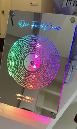 Personalized oblong disc Lyrics LED illuminated Mirror