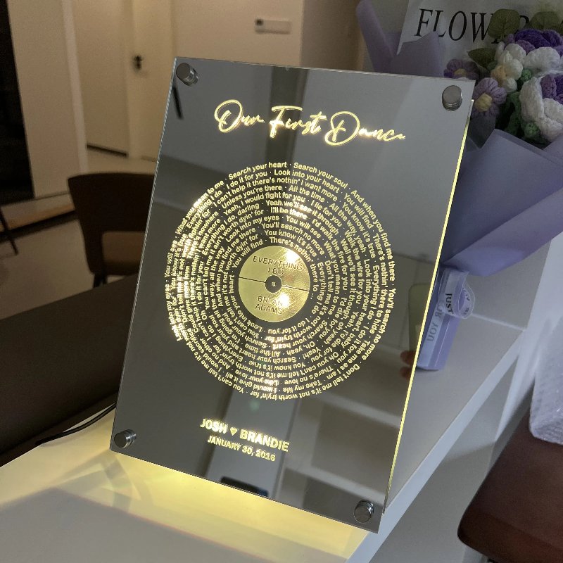 Personalized oblong disc Lyrics LED illuminated Mirror - Image 9