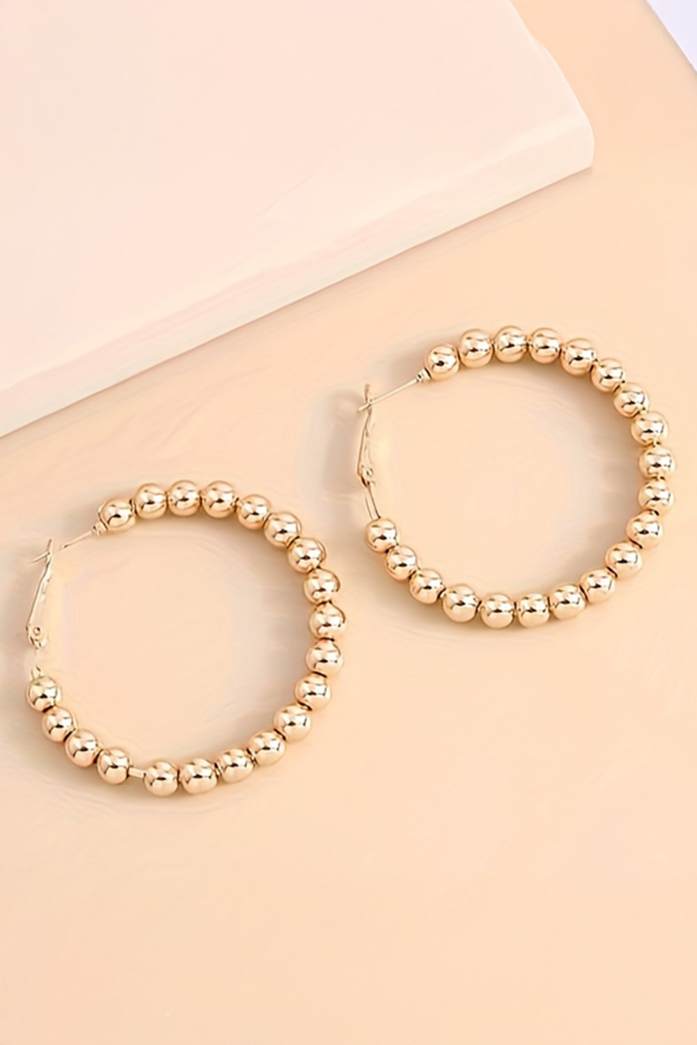 Gold Plated Beads Alloy Hoop Earrings - Image 3
