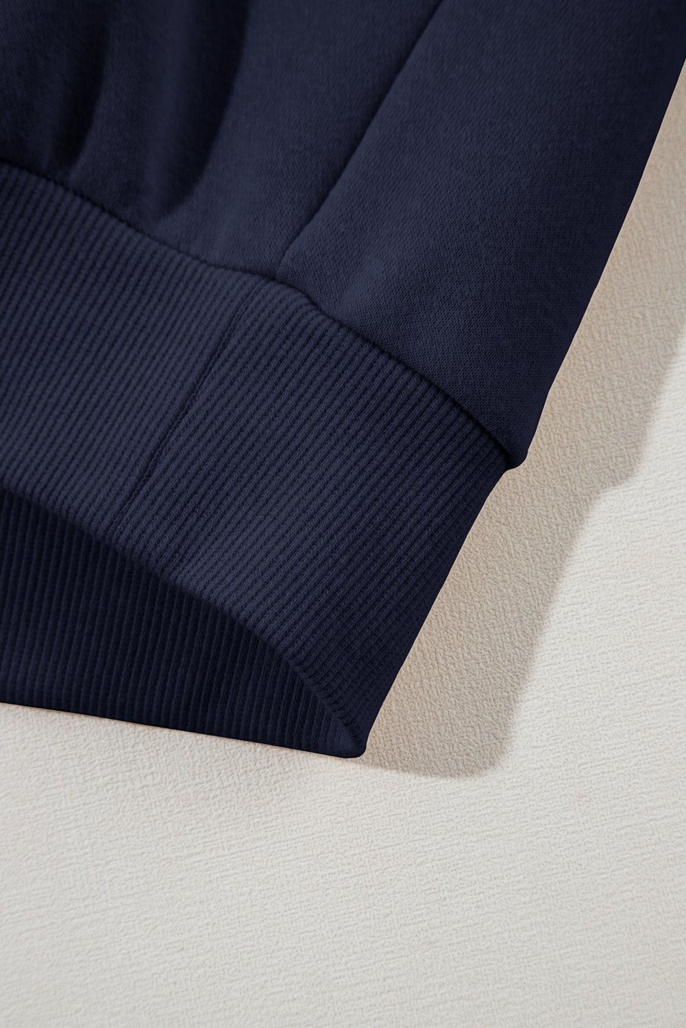 Navy Blue Solid Exposed Seams Hoodie and Joggers Activewear Set - Image 8