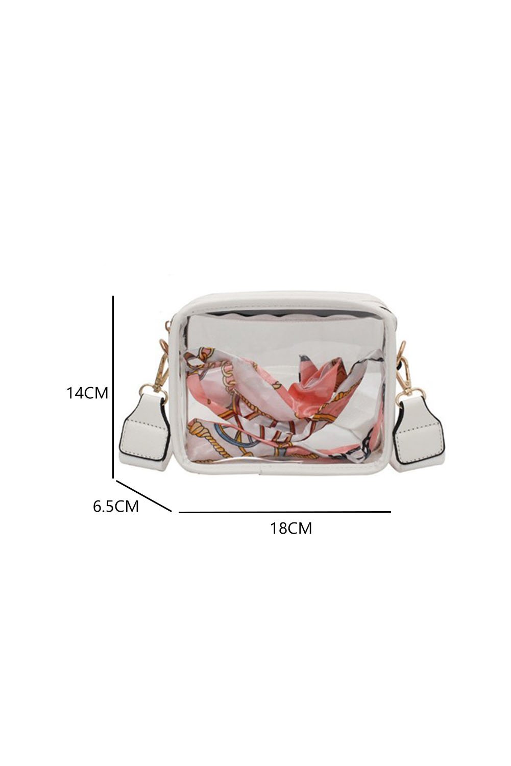 White Clear PVC Leather Strap Crossbody Bag - Image 7