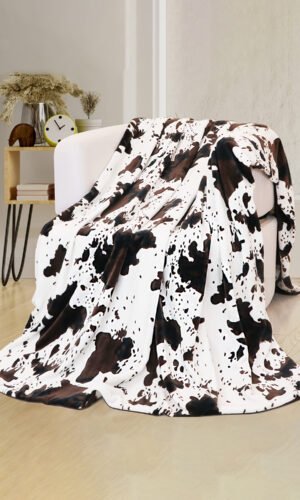 Multicolour Cow Spots Plush Blanket