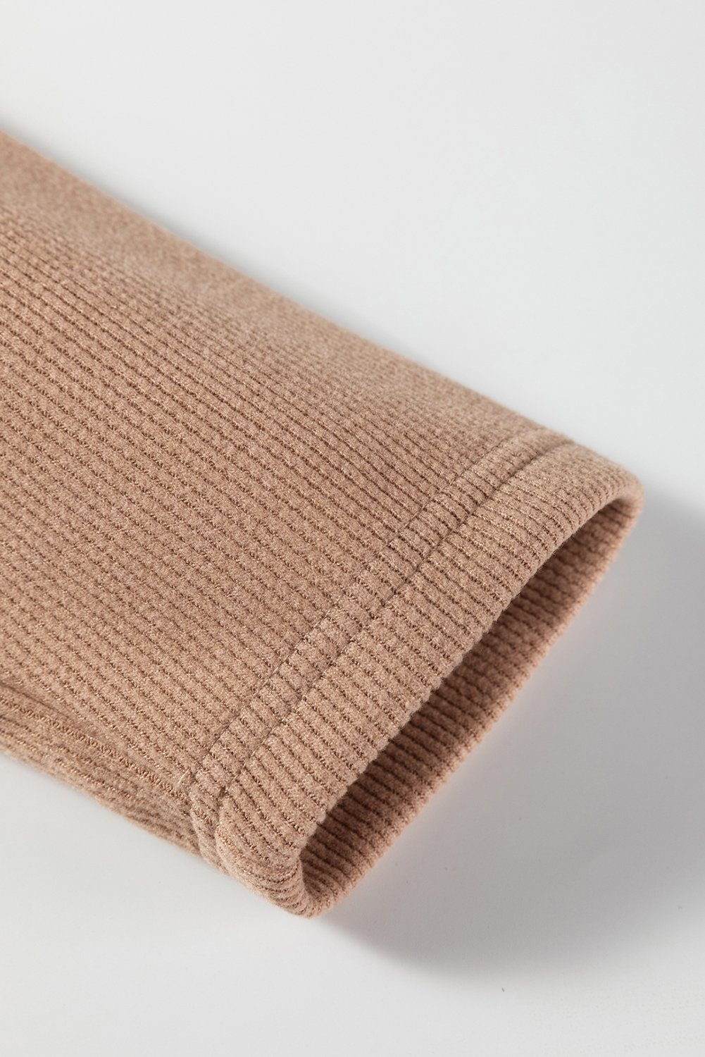 Dark Khaki Leopard Drawstring Pullover Hoodie and High Waist Pants Corduroy Suit - Image 7