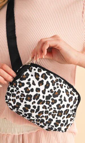 White Cheetah Print Multi Interlayer Zipped Crossbody Bag