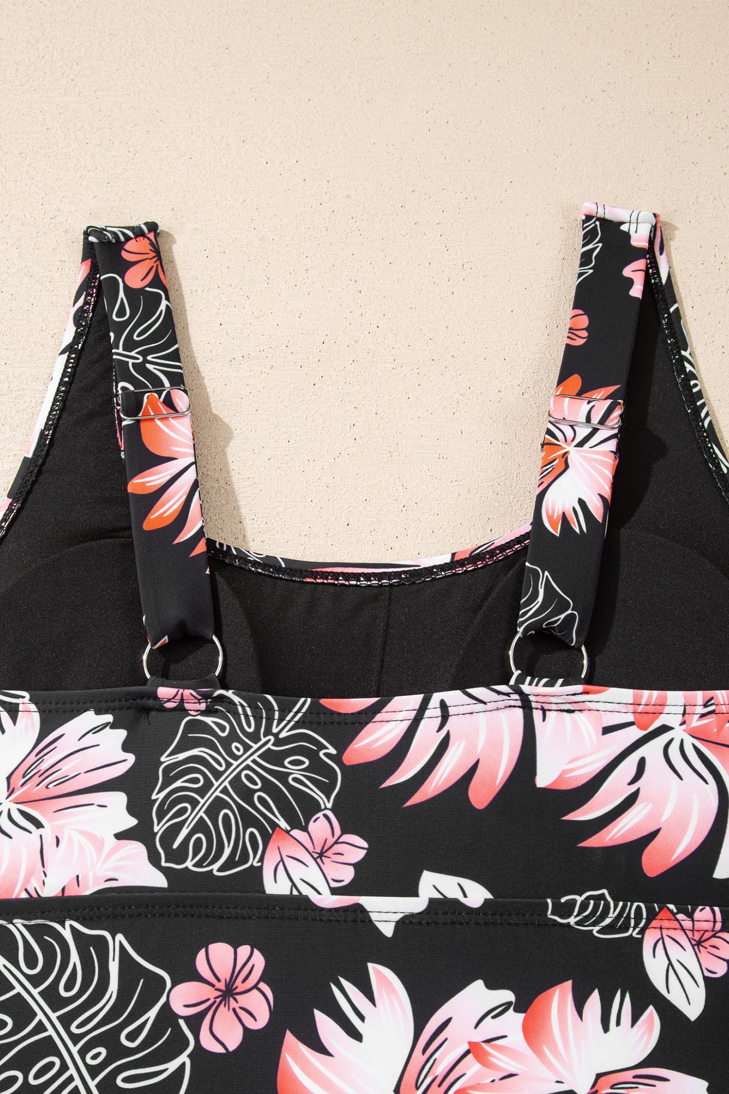 Black Scoop Neck Adjustable Tankini and Matching Skort Bathing Suit - Image 12