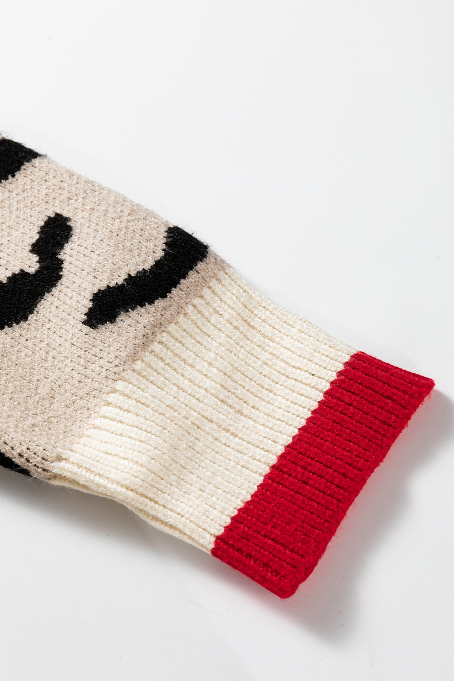 Khaki Leopard Pattern V-Neck Contrast Rib Knitted Sweater - Image 8