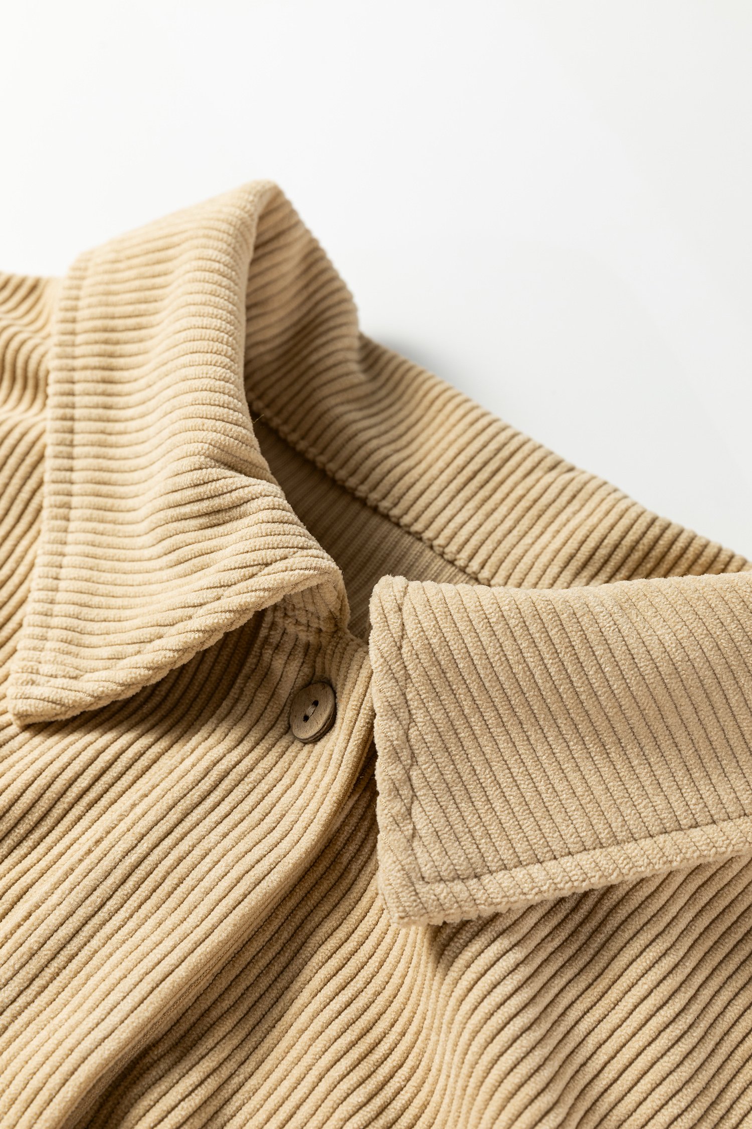 Parchment Retro Plaid Corduroy Patchwork Shacket - Image 5