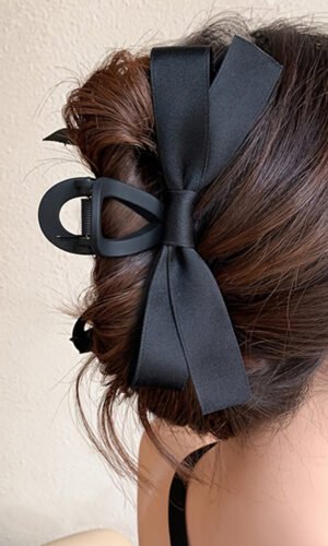 Black Bow Decor Large Hair Claw Clip
