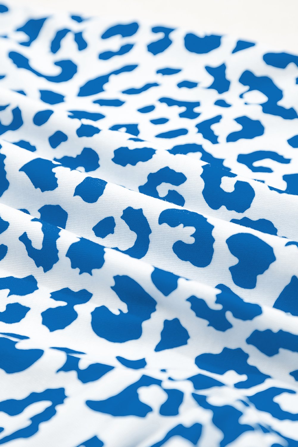 Blue Leopard Elastic Waistband Lace up Contrast Trim Casual Shorts - Image 6