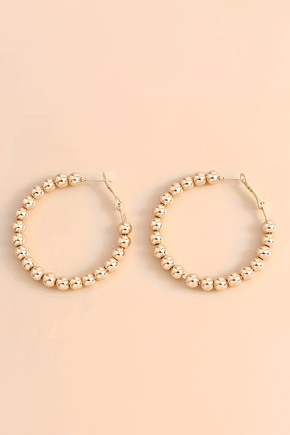 Gold Plated Beads Alloy Hoop Earrings - Image 4