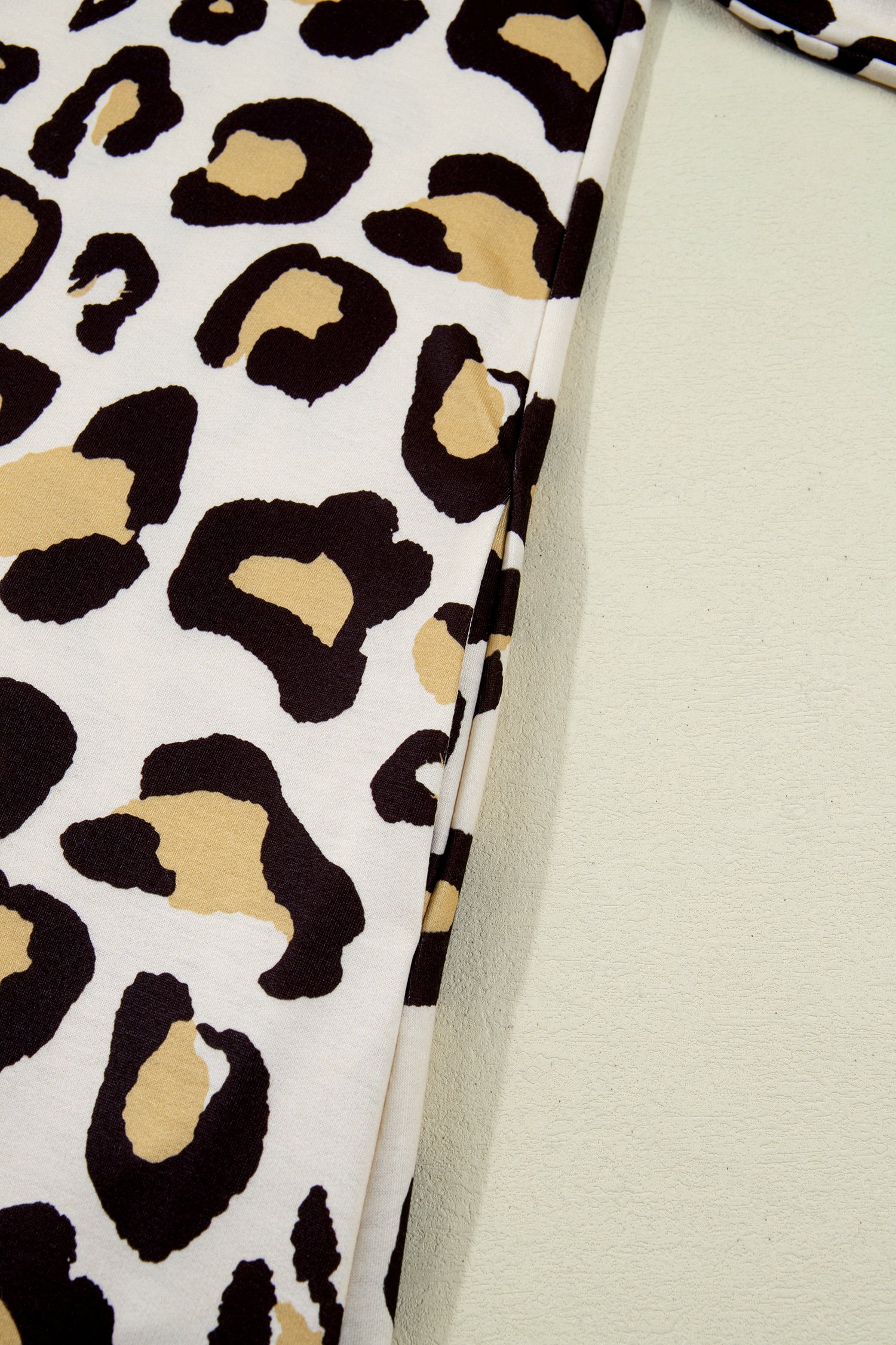 Khaki Leopard Long Sleeve Shift T Shirt Dress with Pockets - Image 8