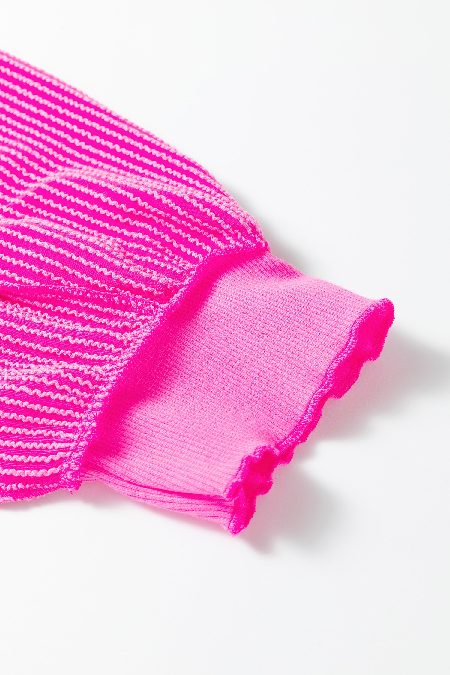 Rose Red Drop Shoulder Uneven Hem Plus Size Twisted Rib Top - Image 8