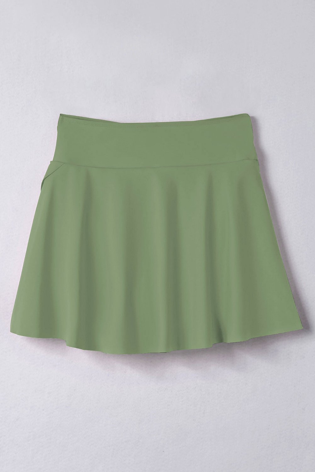 Green Criss Cross Waist Flared Swim Skirt - Image 6