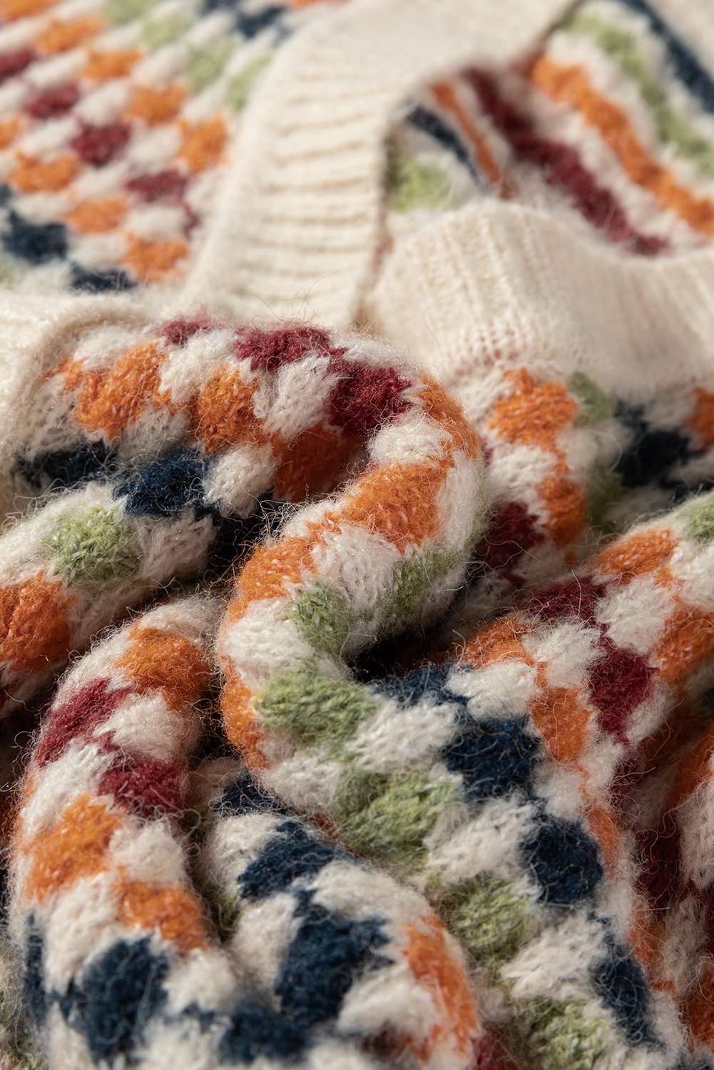 Multicolour Dotty Pattern Knit Button Front V Neck Sweater Cardigan - Image 5