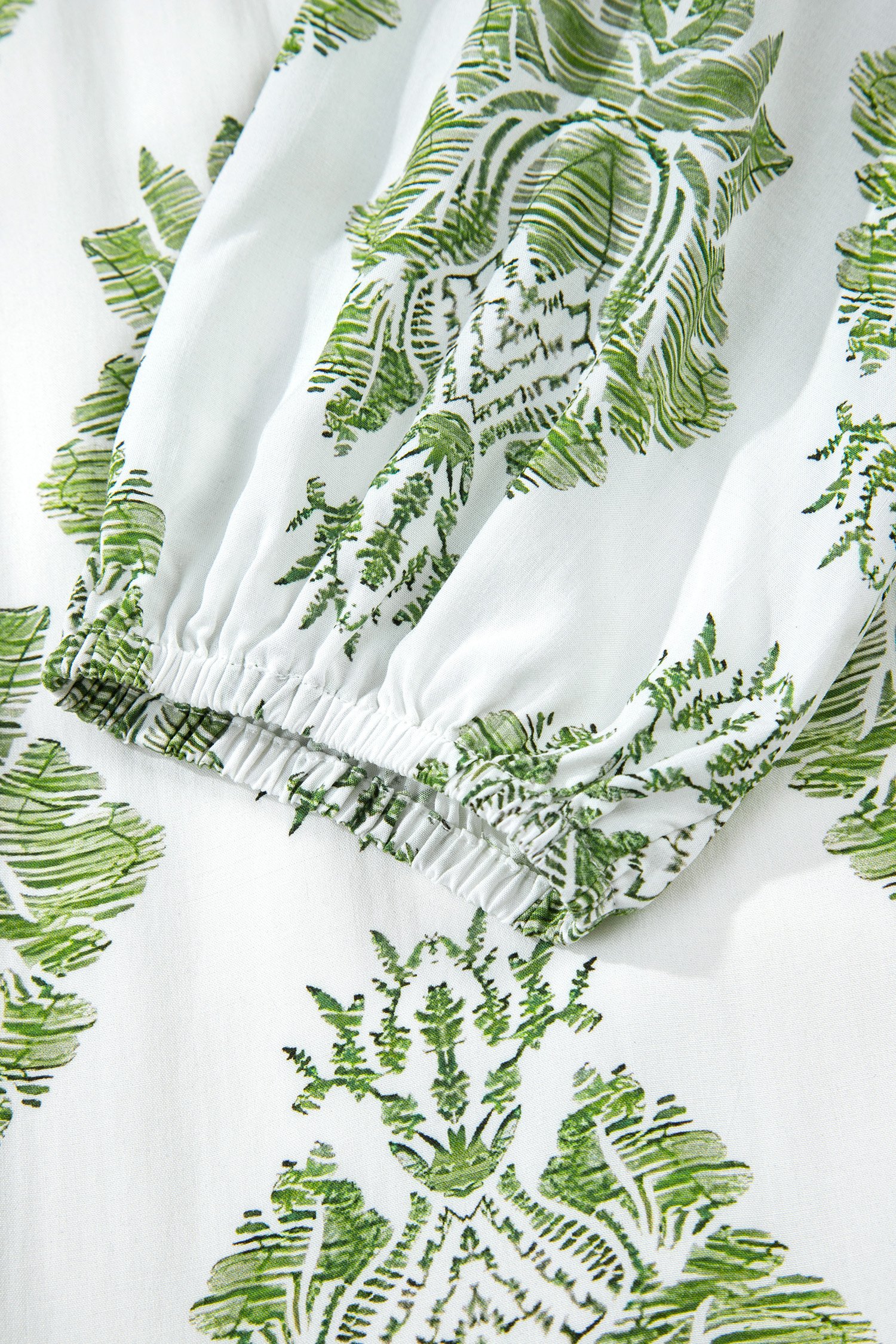 Green Floral Print Contrast Patchwork Ruffle Detail Mini Dress - Image 14