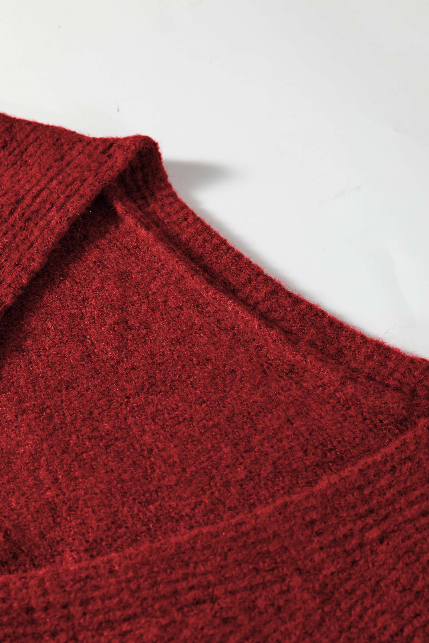 Fiery Red Heart Metal Button V Neck Cardigan Sweater - Image 16