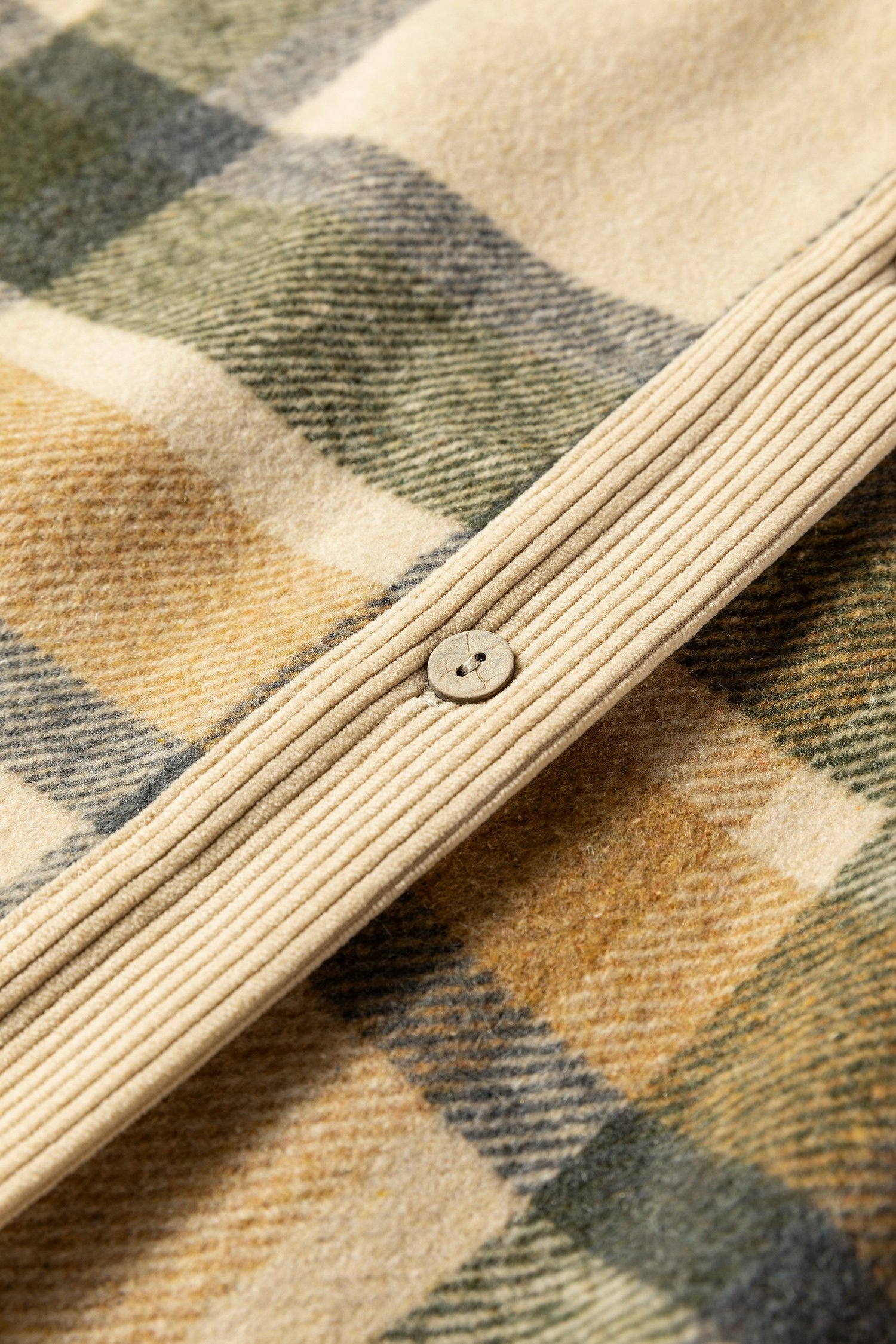 Parchment Retro Plaid Corduroy Patchwork Shacket - Image 8