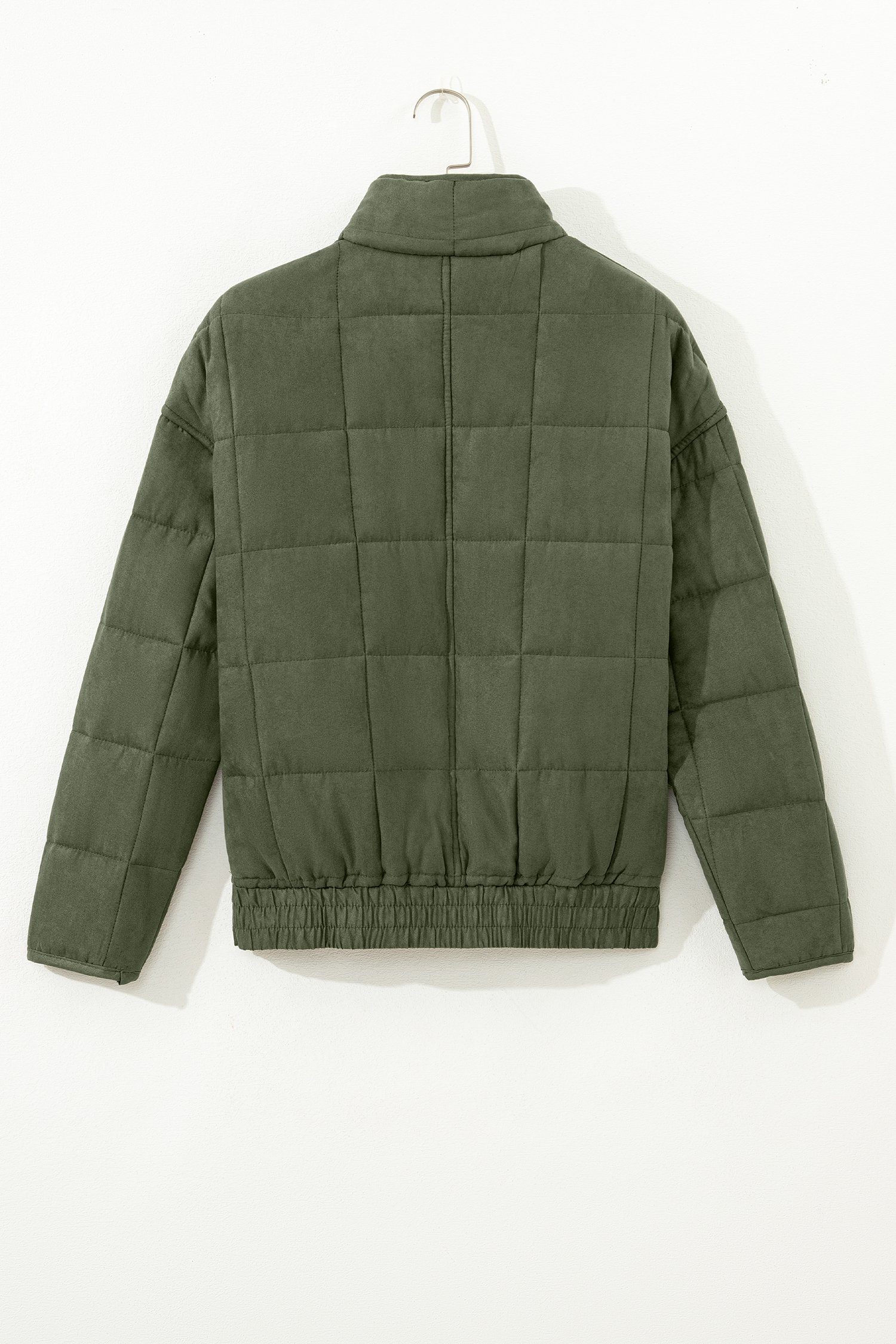 Green Zip-Up Pocket Quilted Jacket - Image 6
