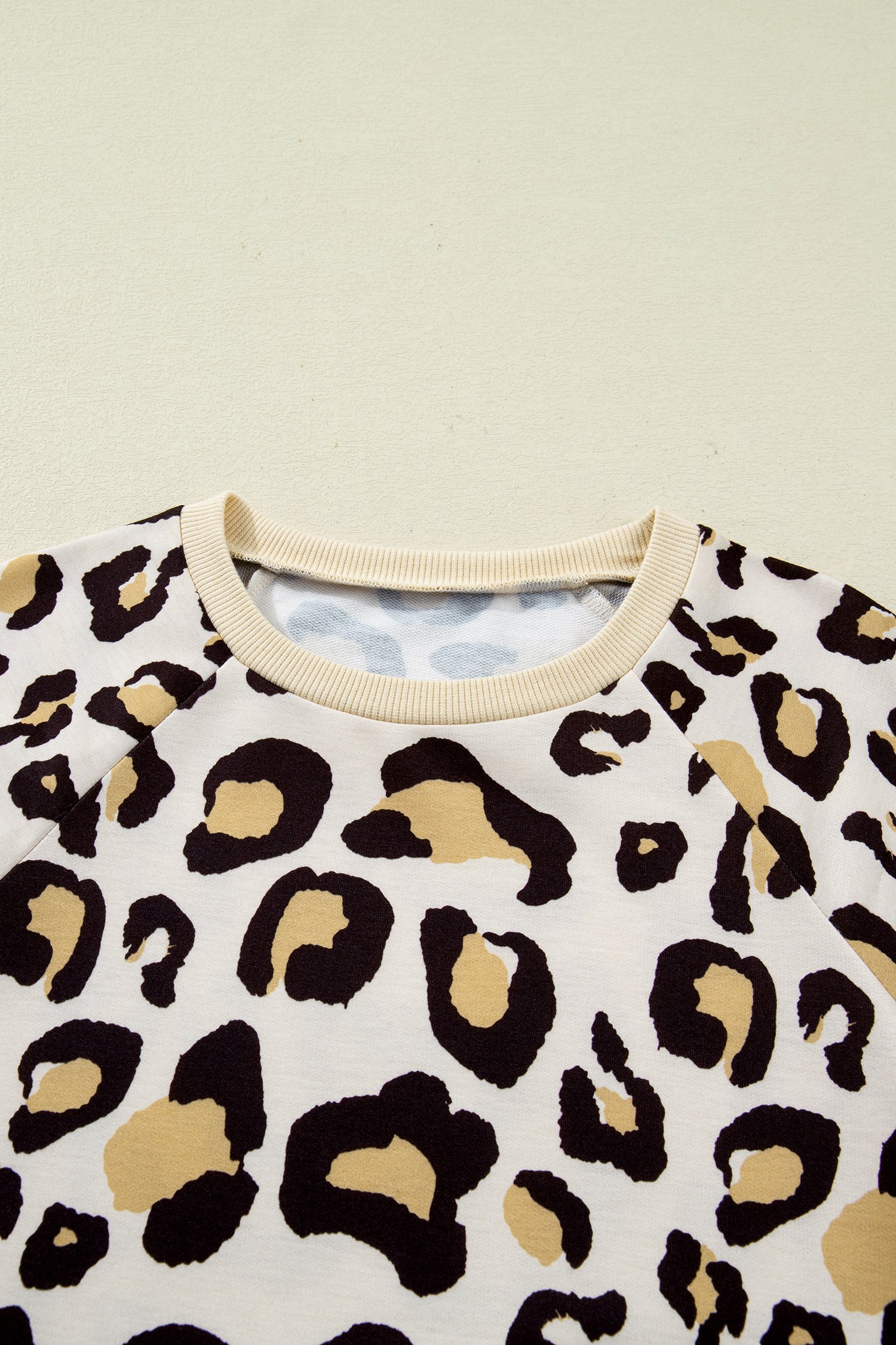 Khaki Leopard Long Sleeve Shift T Shirt Dress with Pockets - Image 6