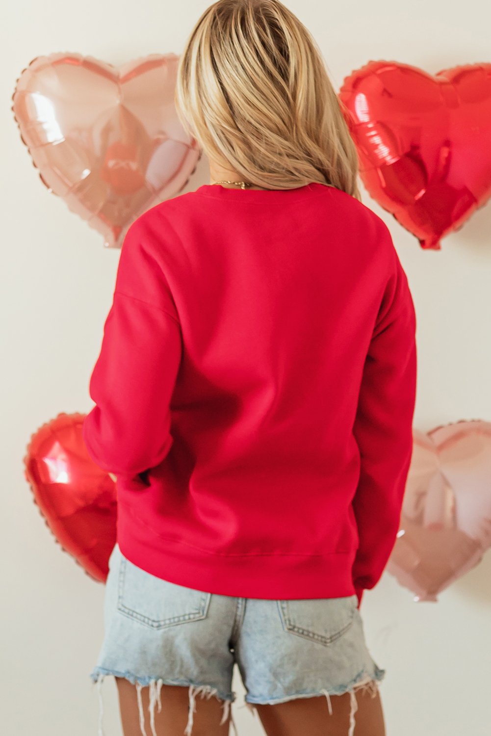 Red Puff XOXO Print Valentines Heart Sweatshirt - Image 3