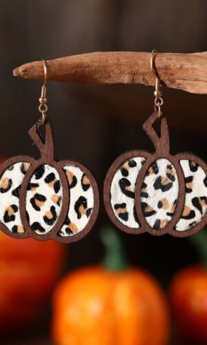 Multicolour Animal Print Pumpkin Shape Drop Earrings