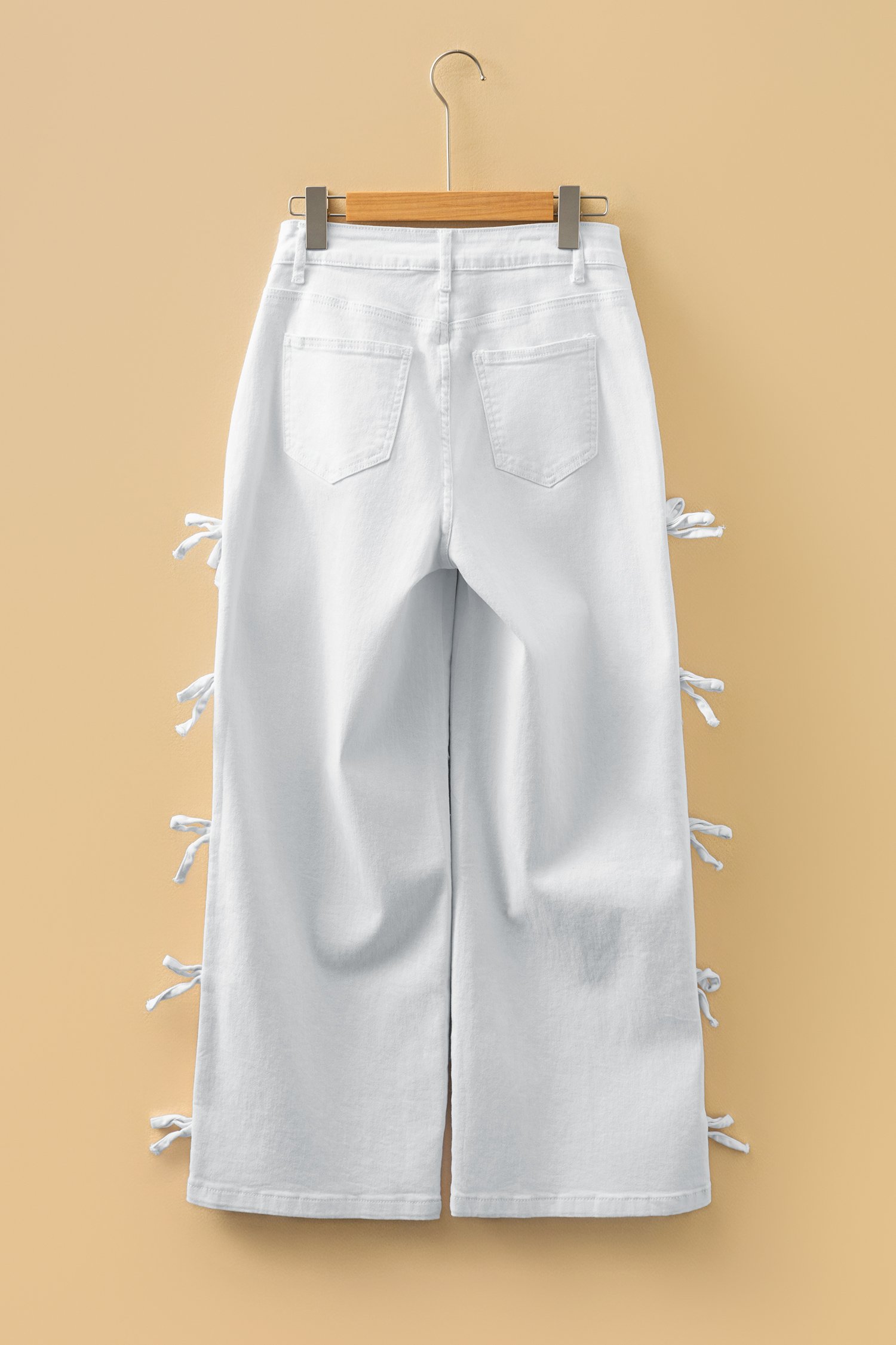White Bow Knot Side Detail Straight Leg Loose Jeans - Image 8