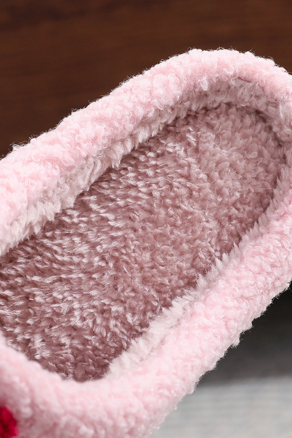 Pink XO XO Glitter Trim Letter Patched Plush House Slippers - Image 5