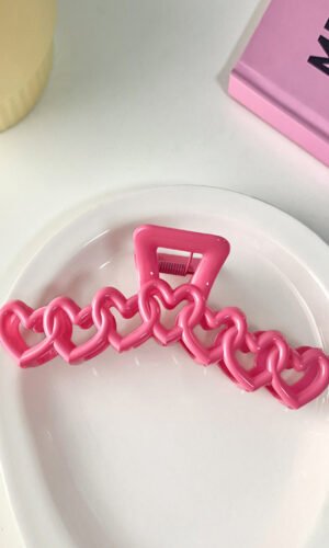 Rose Red Valentines Heart Shaped Large Hair Claw