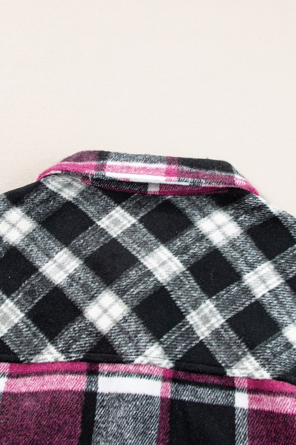 Black Plaid Colorblock Loose Shacket - Image 8