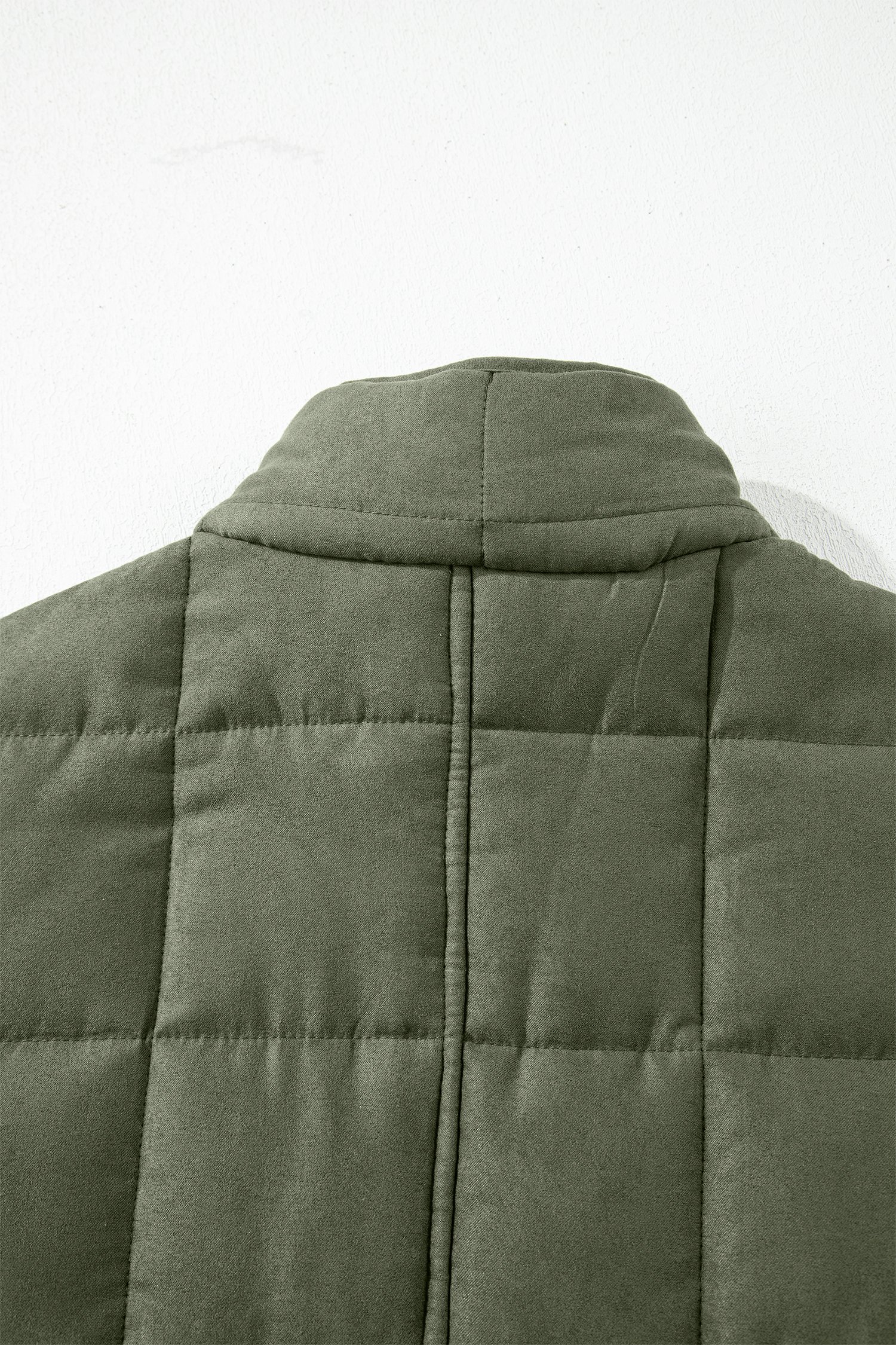 Green Zip-Up Pocket Quilted Jacket - Image 8