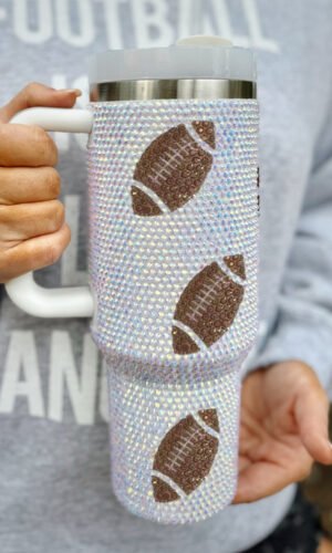 White Game Day Rugby Football 40oz Tumbler