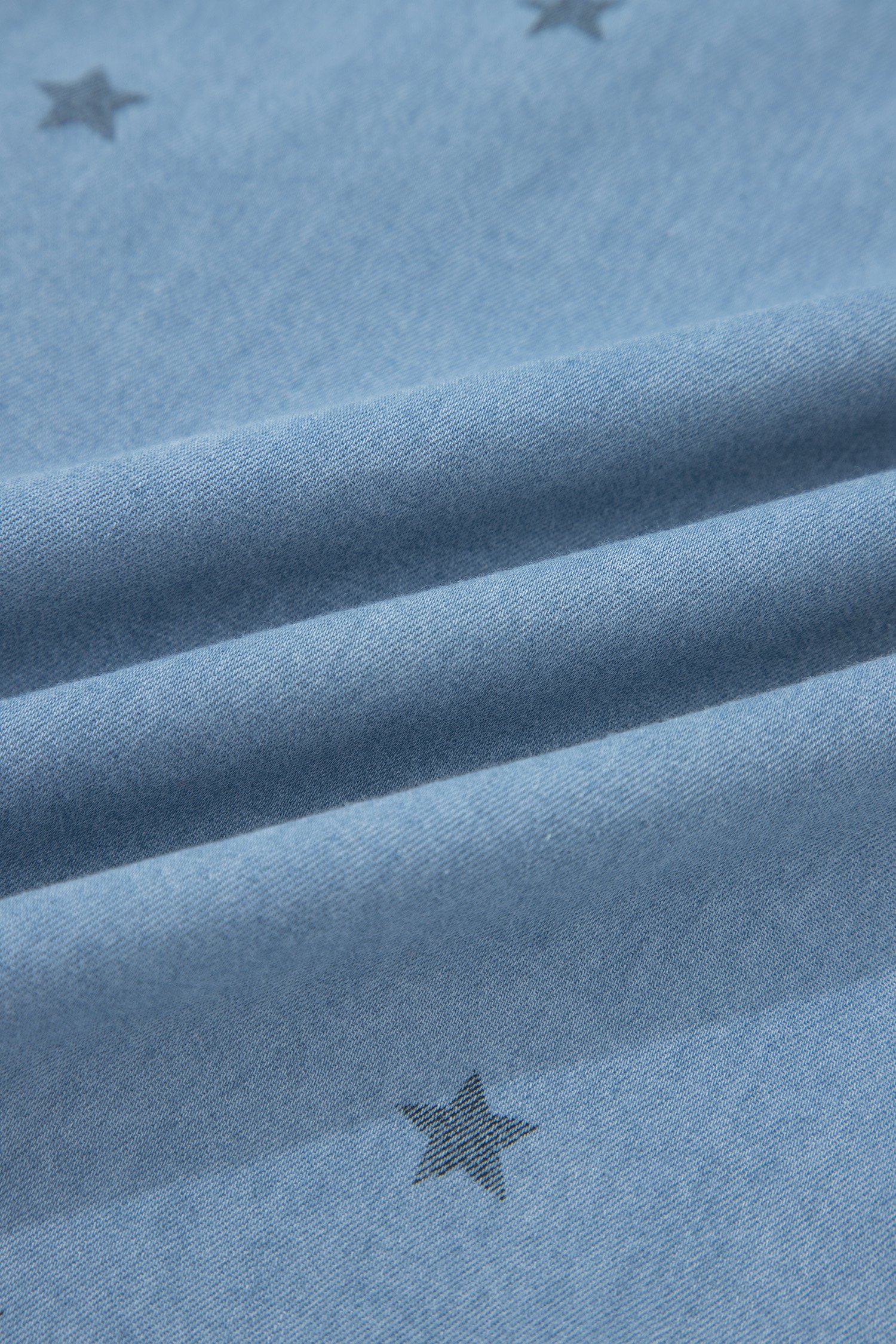 Beau Blue Star Allover Print Double Chest Pocket Short Sleeve Denim Shirt - Image 14