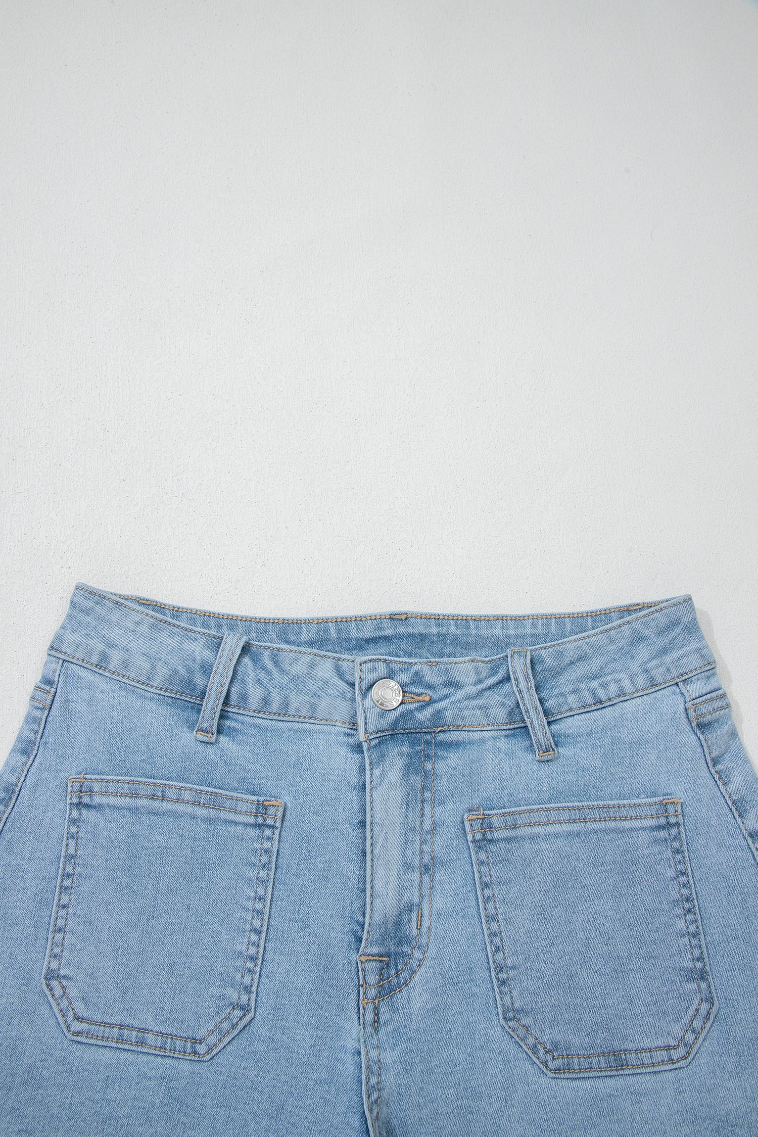 Myosotis High Rise Patch Pocket Denim Shorts - Image 12