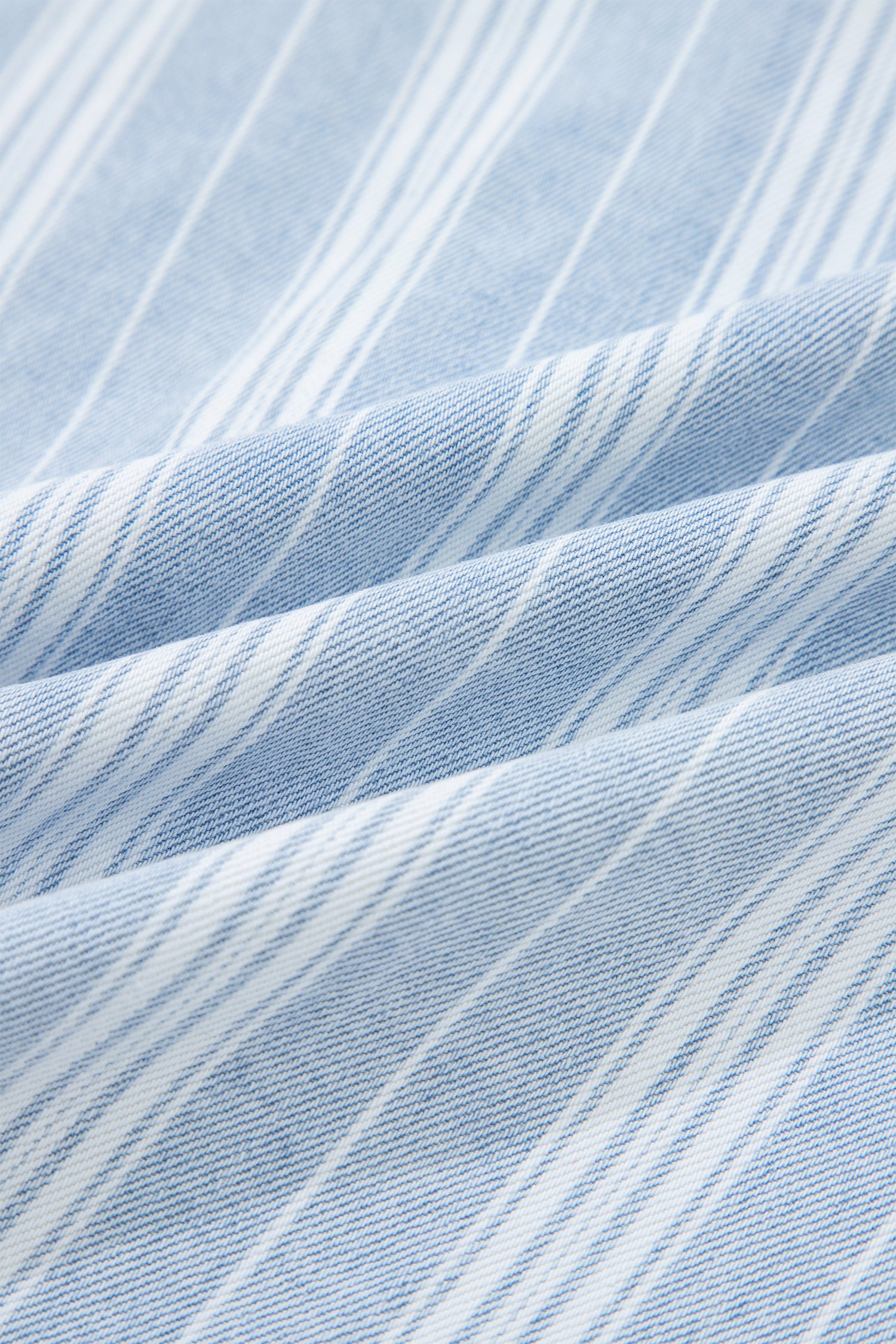 Sky Blue Stripe Boyfriend Chest Pocket Classic Denim Shacket - Image 24