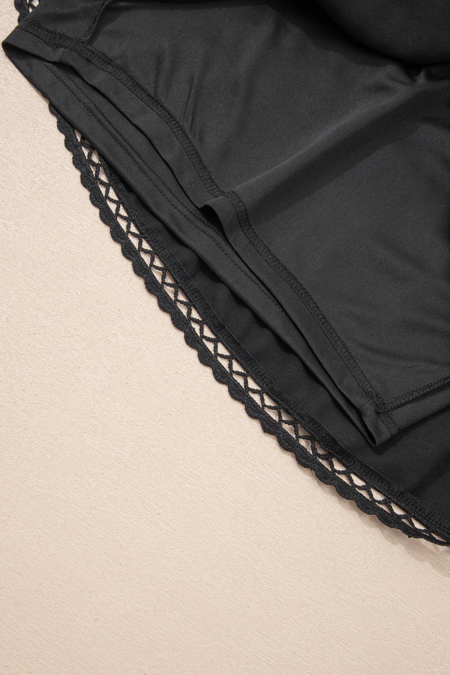 Black Plus Size Frilled Elastic Waist Lace Trim Boho Ruffled Shorts - Image 9