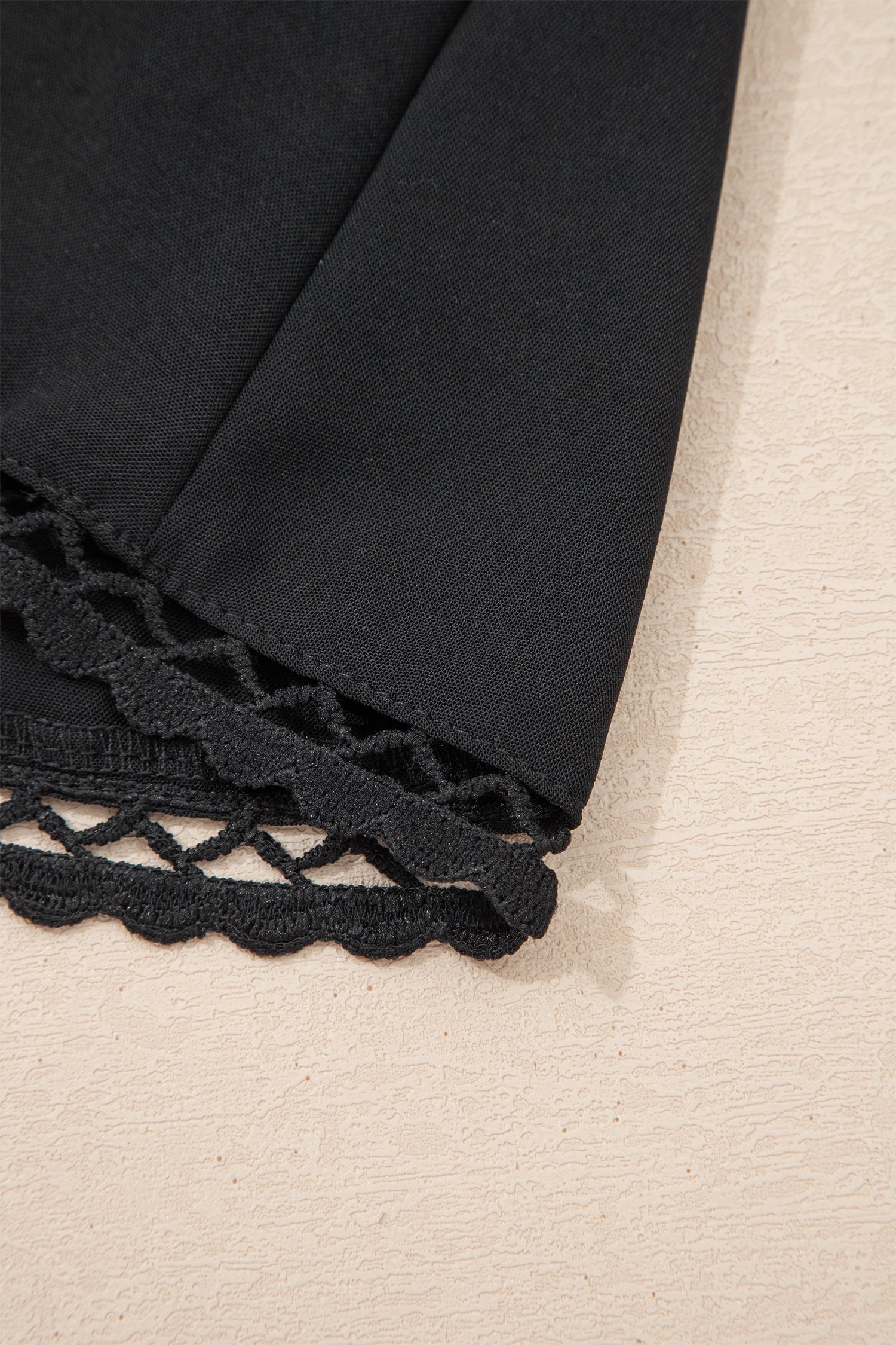 Black Plus Size Frilled Elastic Waist Lace Trim Boho Ruffled Shorts - Image 6