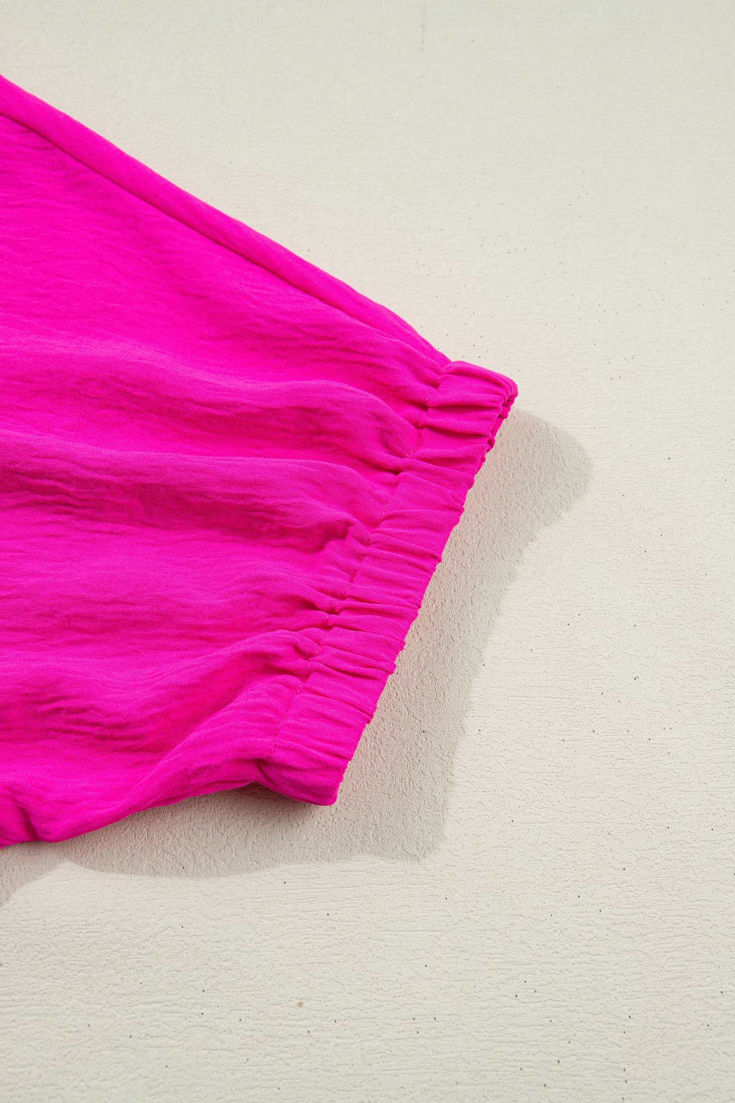 Rose Red Dolman Half Sleeve Leopard Patchwork Trim V Neck Blouse - Image 7