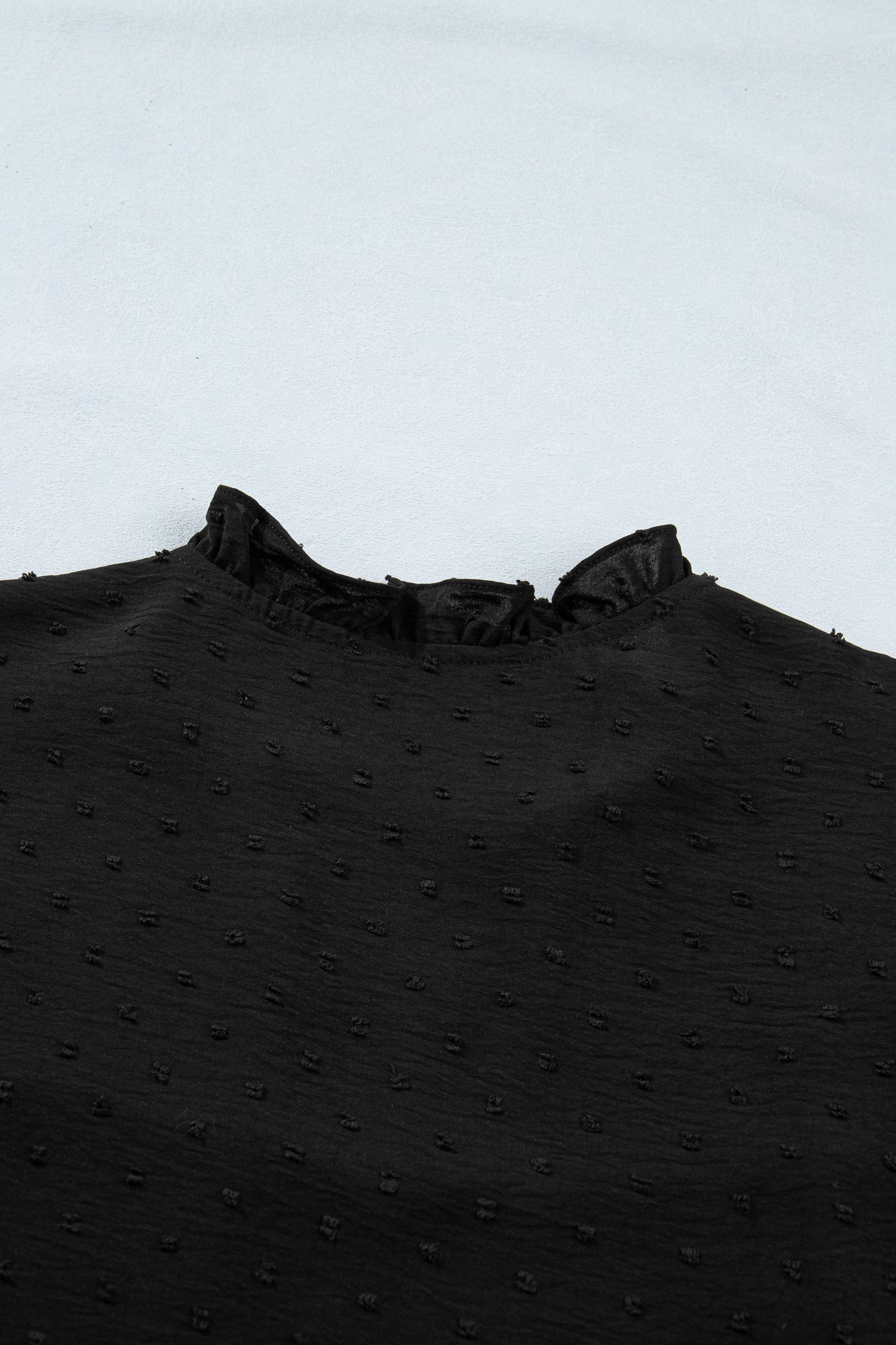 Black Plus Size Swiss Dot Ruffle Lace Trim V Neck Tank Top - Image 9