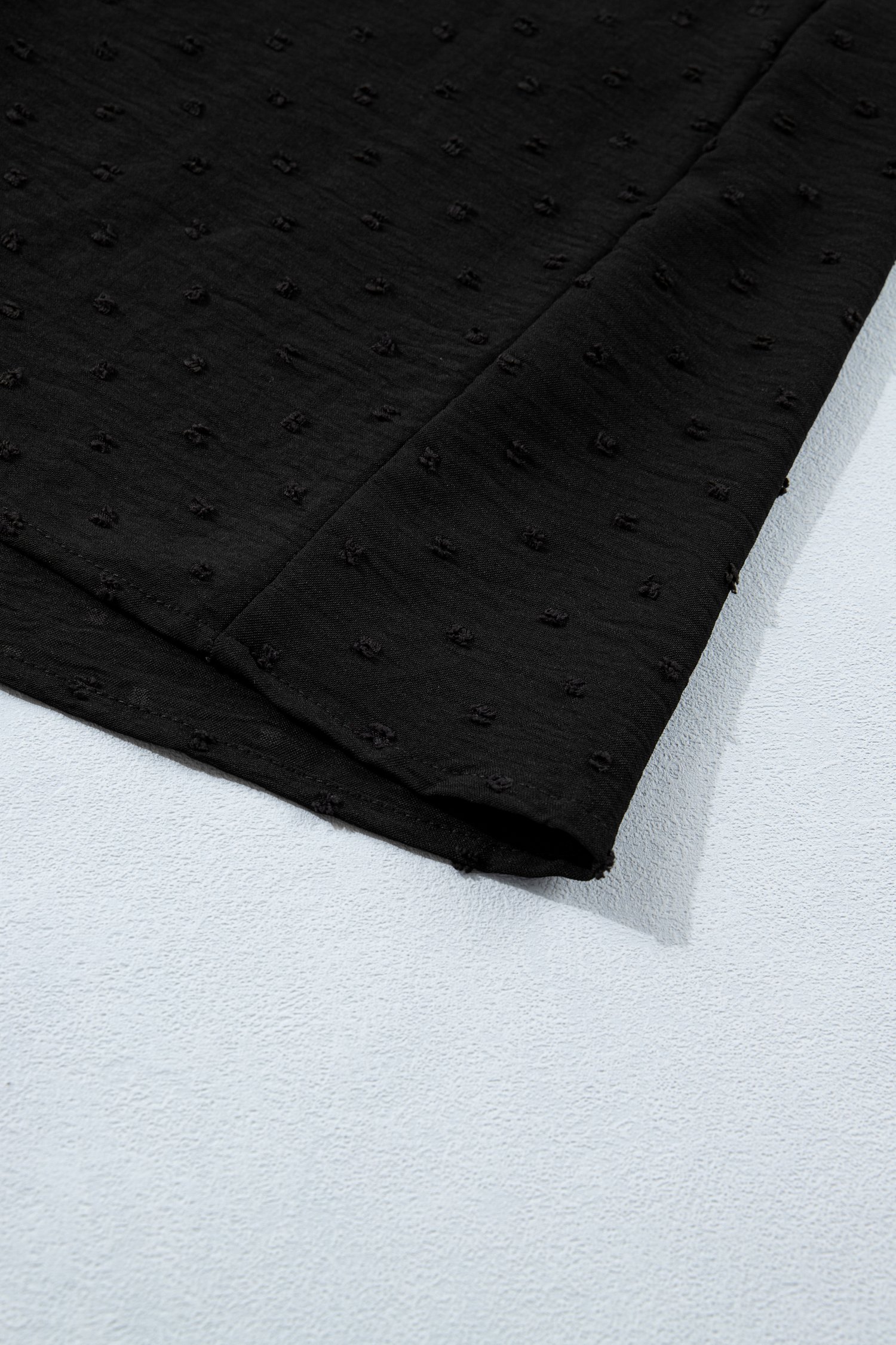 Black Plus Size Swiss Dot Ruffle Lace Trim V Neck Tank Top - Image 6