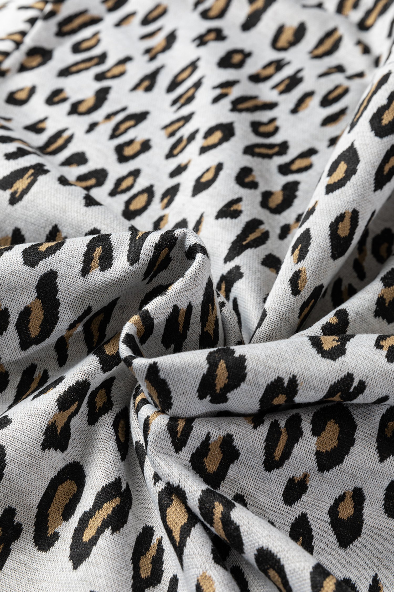 Beige Leopard Print Casual Tee and Pants 2pcs Outfit - Image 12