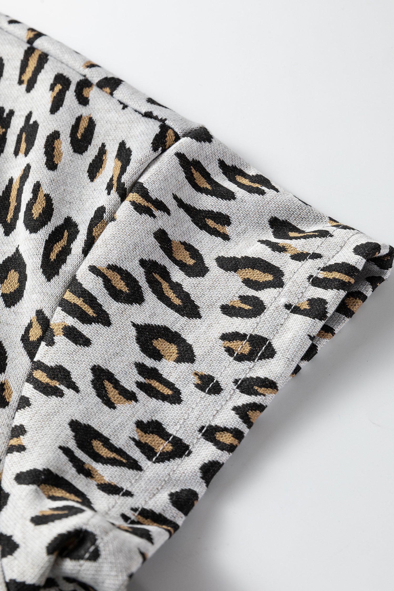 Beige Leopard Print Casual Tee and Pants 2pcs Outfit - Image 13