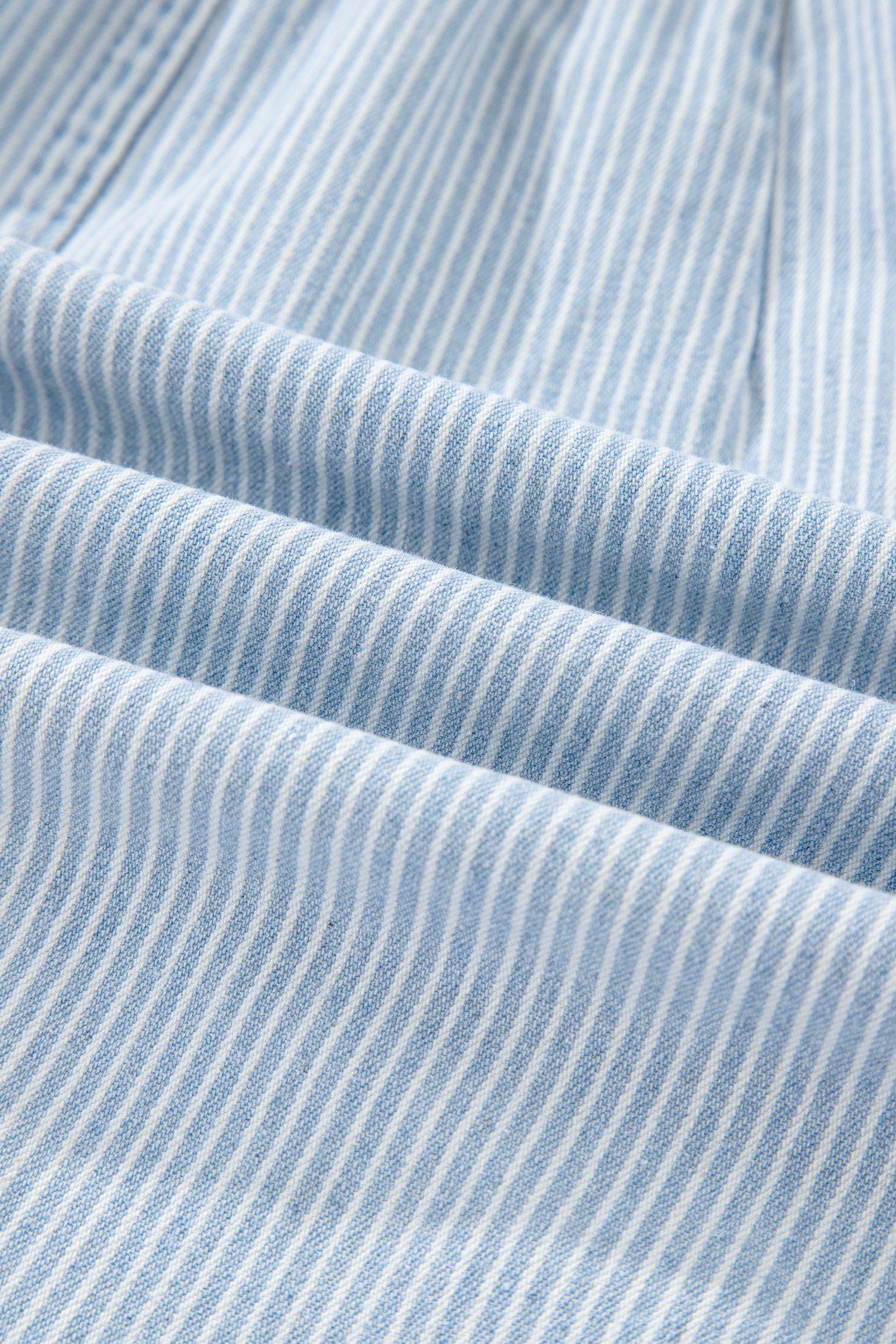 Sky Blue Stripe Collared Button Front Sleeveless Denim Mini Dress - Image 10